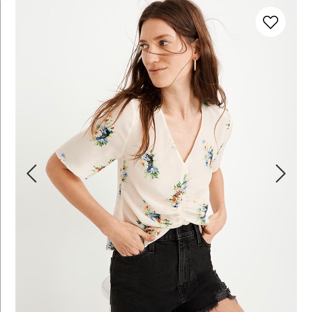 Madewell Silk shirred top M